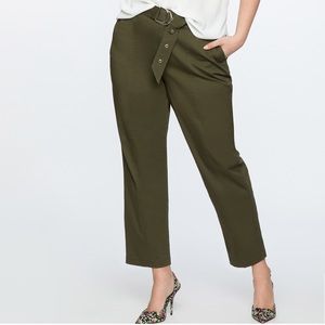 NWT Eloquii Khaki Pintuck Detail Pant with Belt